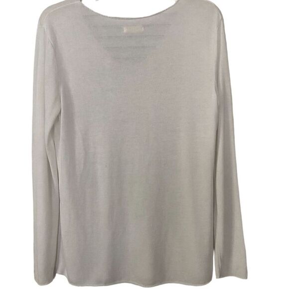 Scandal Italy Teena Ivory Long Sleeve Rhinestone Trim Knit Top Size M​ - Picture 3 of 12